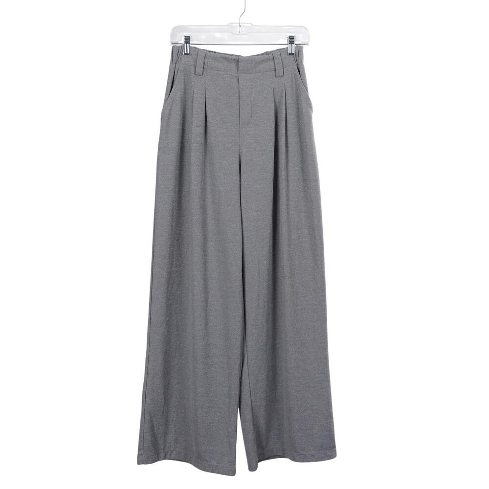 Halara Flex Pants S Reg Gray High Waisted Pocket Wide Leg Waffle Work Pull On